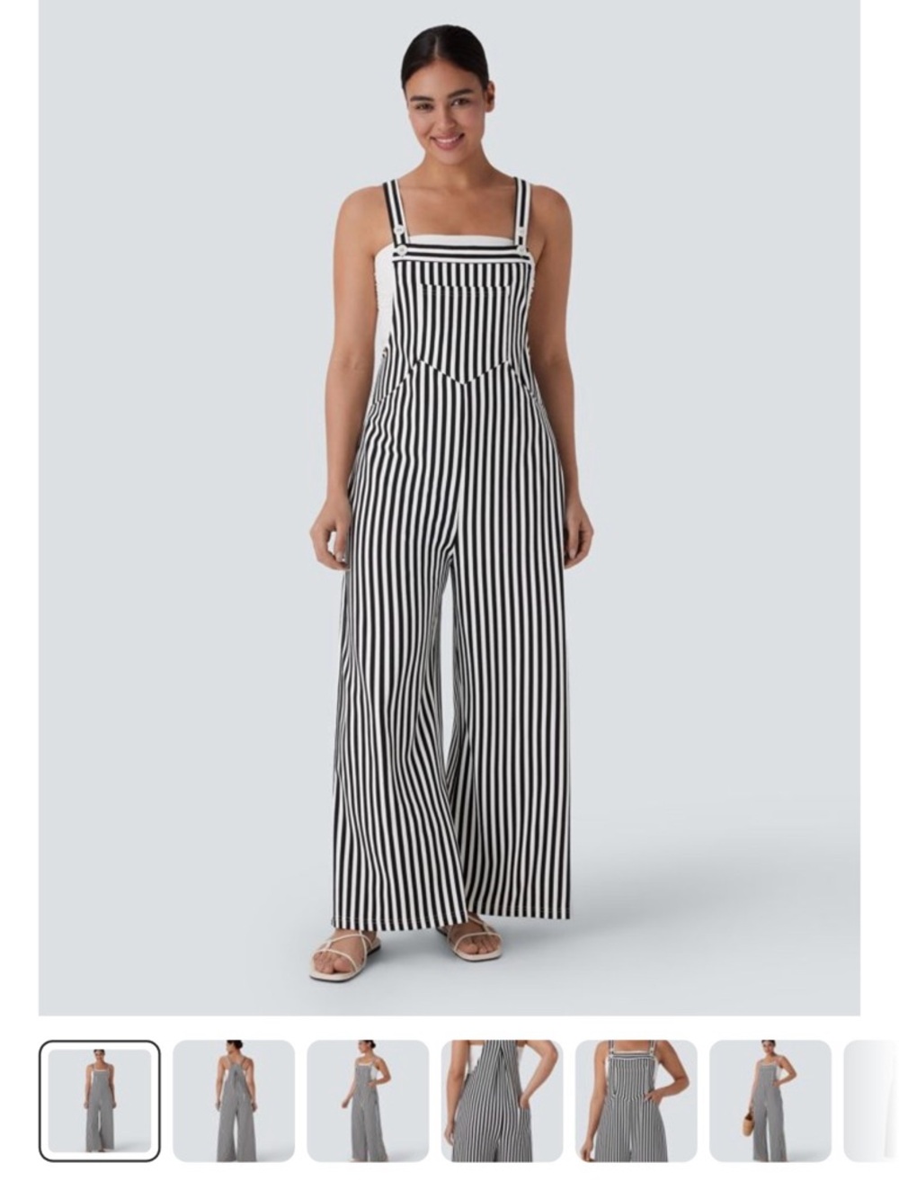 HALARA Striped Wide-Leg overalls Jumpsuit - Black/White